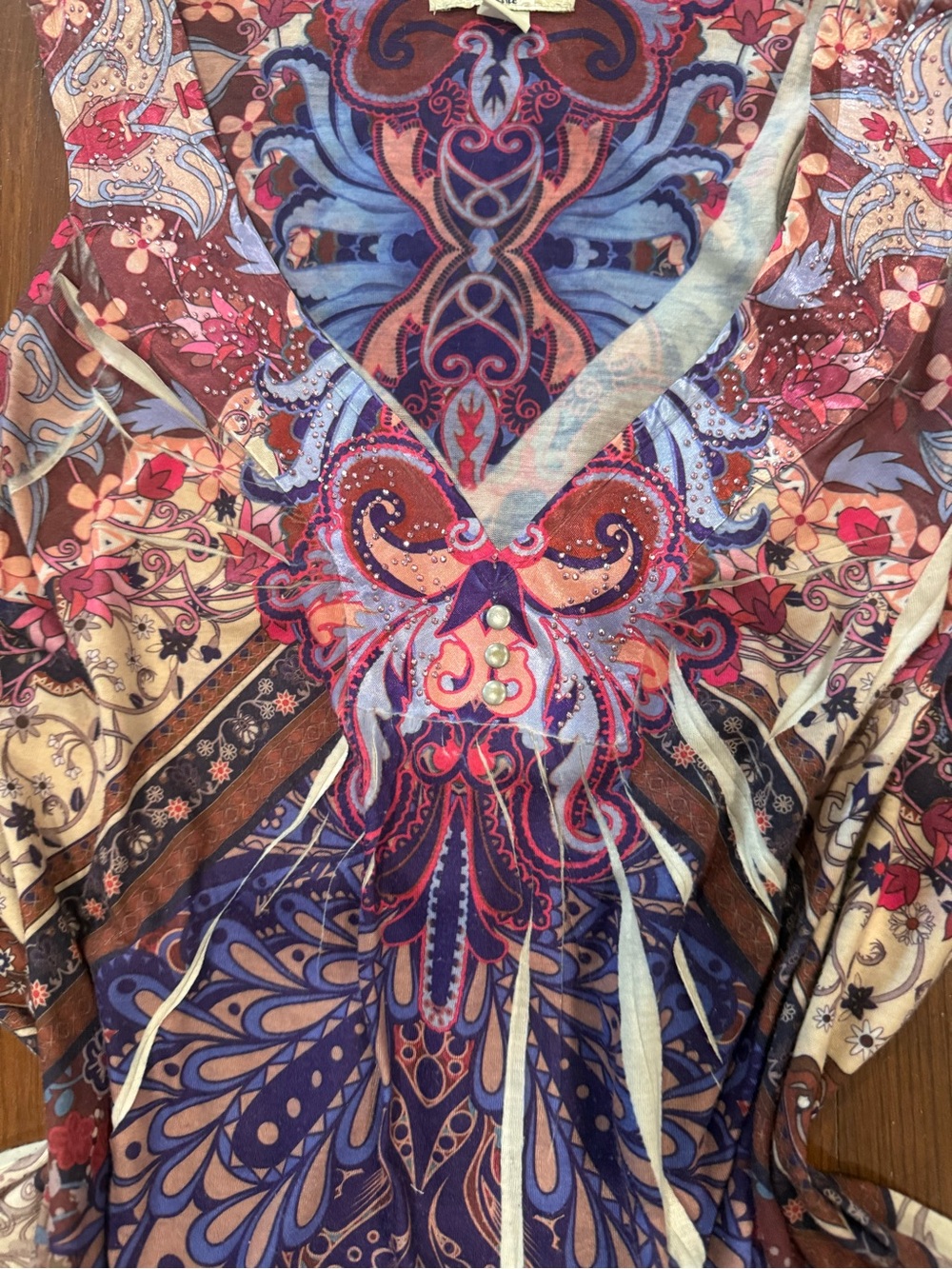 Printed V-Neck Sleeveless Top in Purple and Pink - Picture 7 of 8